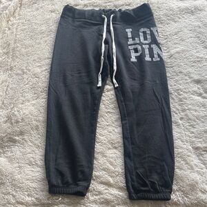 PINK Victoria's Secret Black Joggers with White Accents